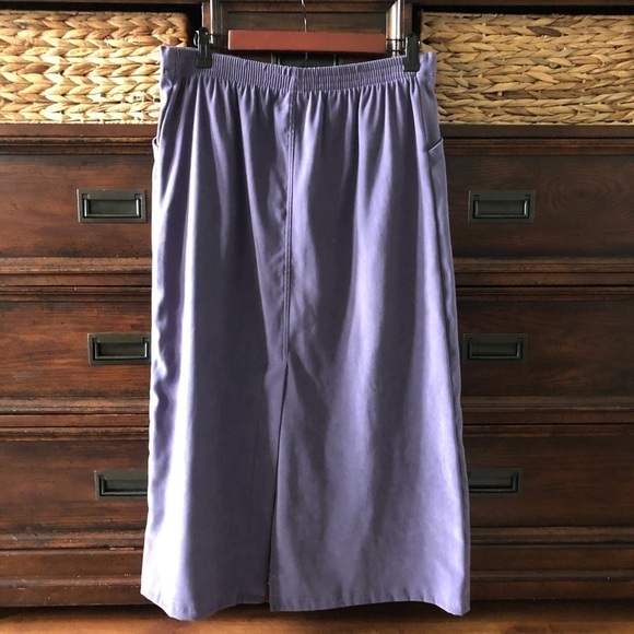 Vintage Alfred Dunner blue faux suede button front maxi skirt in size 12 - Picture 2 of 7